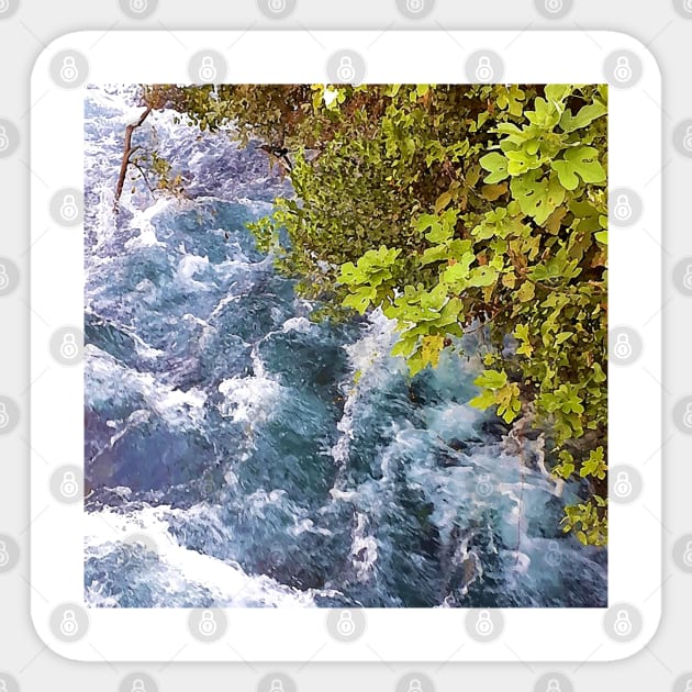 A flowing river, river, water, turquoise, navy, blue, green, paradise, island, summer, beach, adventure, foam, tropical, exotic, aqua, rain, xmas, holidays, Sticker by PrintedDreams